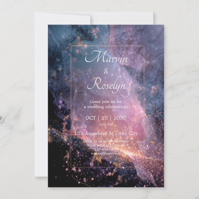 Blush Nebula Romance Wedding Invitation (Front)
