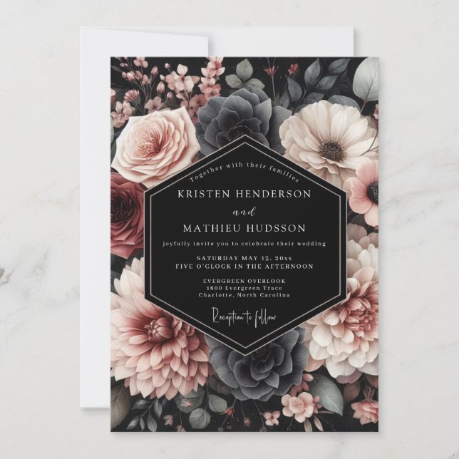 Blush Noir Chiaroscuro Wedding Invitation (Front)