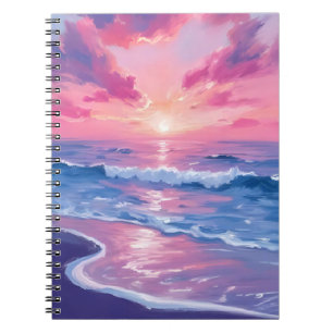 Blush Ocean Sunset Waves Watercolor Notebook