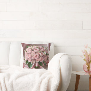 "Blush of Love: A Bouquet of Timeless Romance" Cushion