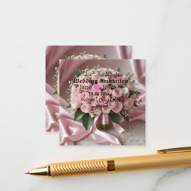 "Blush of Love: A Bouquet of Timeless Romance" Enclosure Card (Front/Back In Situ)
