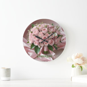 "Blush of Love: A Bouquet of Timeless Romance" Large Clock