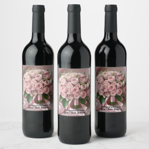"Blush of Love: A Bouquet of Timeless Romance" Wine Label