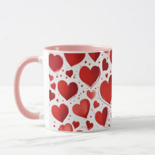 "Blush of Love: A Pink Mug Embraced by Red Romance