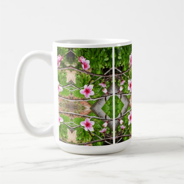 Blush of Spring: Abstract Pink Blossom Tree Coffee Mug (Left)