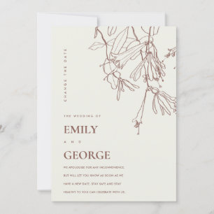 BLUSH OFF WHITE DRAWING FLORA CHANGE THE DATE CARD