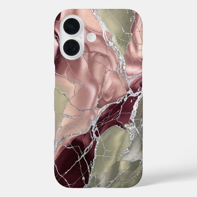 Blush Olive Marble Phone Case Silver Luxury (Back)