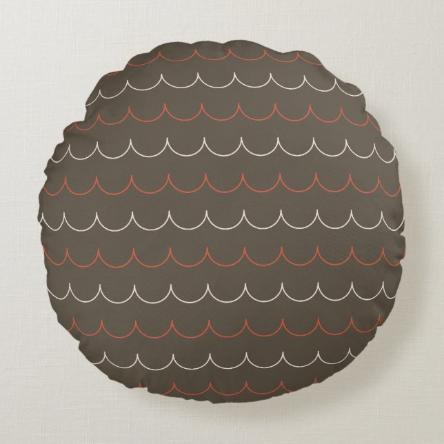 Blush, Olive & Rust Scallop Pillow - Round (Front)