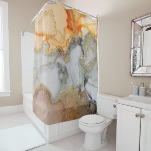 Blush Orange Grey Gold Shower Curtain
