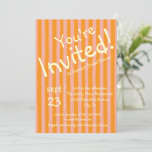 Blush Orange Stripe You're Invited Bridal Shower Invitation
