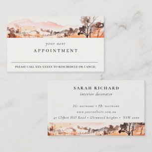 Blush Orange Watercolor Woods Mountain Appointment Business Card