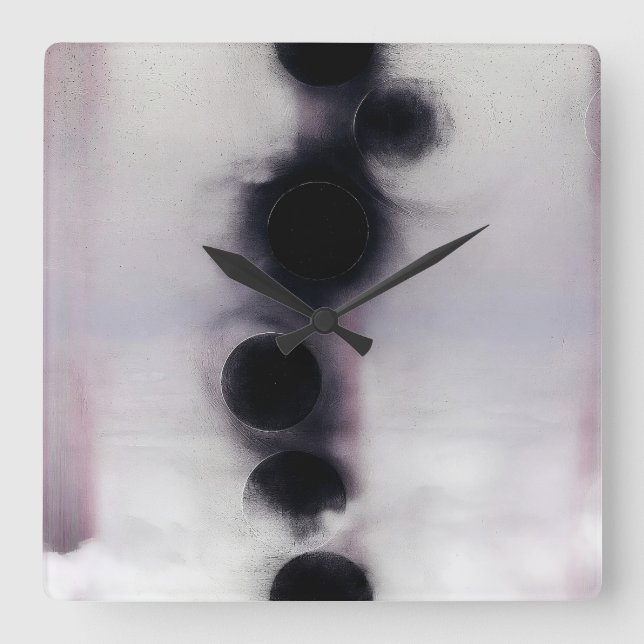 Blush Orbit Abstract Square Wall Clock (Front)