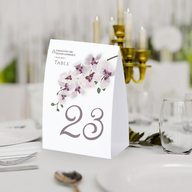Blush Orchid Charm Wedding Table Number Card (Creator Uploaded)