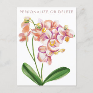   Blush Orchid Watercolor Chic Floral Personalised Postcard