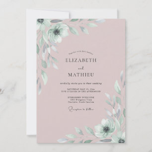 Blush Painted Foliage Wedding Invitation