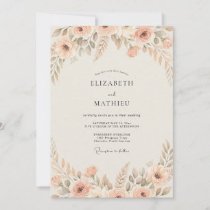 Blush Painted Wildflower Wedding Invitation