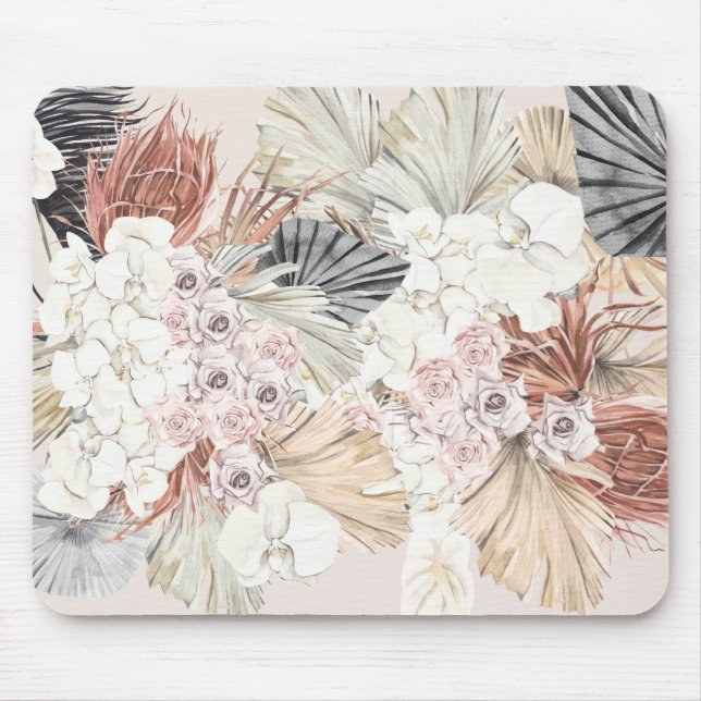 Blush Pampas Grass Floral Tropical Jungle Mouse Pad (Front)