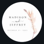 Blush Pampas Grass Minimalist Wedding Classic Round Sticker<br><div class="desc">I take pride in all my designs, If you have any questions, want custom changes made to the design, or want coordinating items to match & need me to create it, please contact Megan with Emma Sue Bow-tique directly at megan@emmasuebowtique.com . Zazzle is now offering digital files, however if you...</div>
