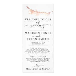 Blush Pampas Grass Minimalist Wedding Program Rack Card