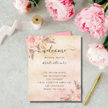 Blush pampas grass rose floral wedding program<br><div class="desc">A modern,  elegant wedding program,  timeline.  Blush,  rose gold gradient background decorated with pampas grass and blush pink florals,  roses. Personalise and add your names and wedding details. Black coloured letters.  If you have more text it's possible to reduce the line space.</div>