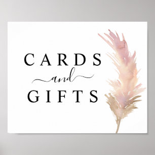 Blush Pampas Grass Wedding Cards & Gifts Sign