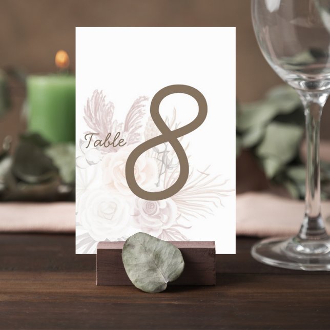 Blush Pampas Grass Wedding Table Number Card (Creator Uploaded)