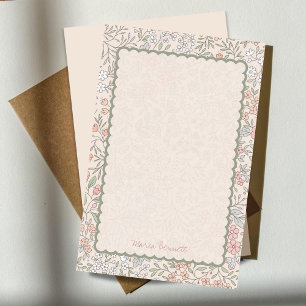 Blush Pastel Floral Monogram Stationery Paper 