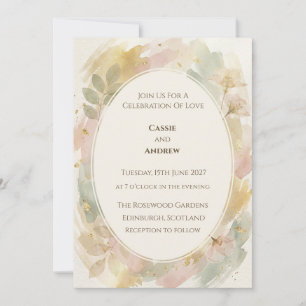 Blush Pastel Floral Watercolor Wedding Invitation