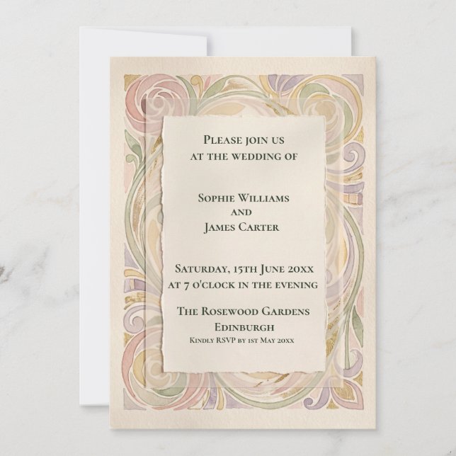 Blush Pastel Rose Wedding Invitation (Front)