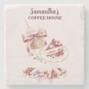 Blush Patisserie Cafe Custom Brand Stone Coaster