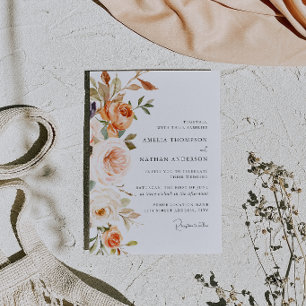 Blush Peach Botanical Floral Wedding Invitation