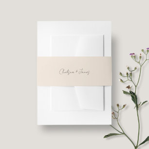 Blush Peach   Chic and Simple Script Wedding  Invitation Belly Band