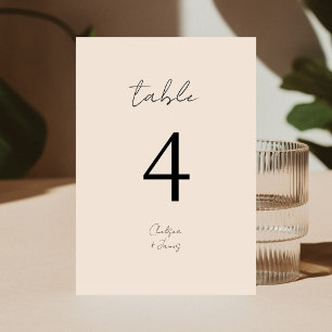 Blush Peach Chic B&W Minimalist Wedding Table Number