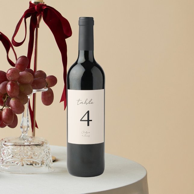 Blush Peach | Chic B&W Minimalist Wedding  Wine Label (Creator Uploaded)