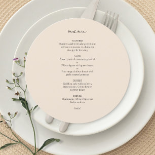 Blush Peach Chic Custom Minimalist Wedding Menu