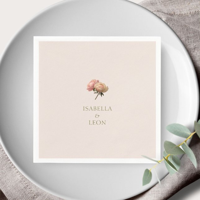Blush Peach | Chic Rose Wedding  Napkin (Creator Uploaded)