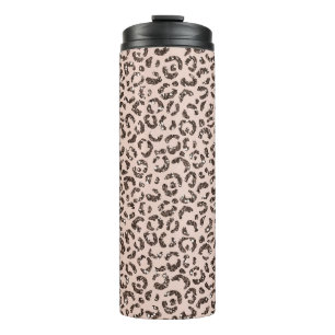 Blush Peach Chocolate Brown Leopard Glitter        Thermal Tumbler