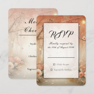 Blush Peach Enchanted Forest Lantern Wedding RSVP Card