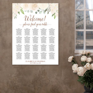 Blush Peach Floral 20 Table Wedding Seating Chart