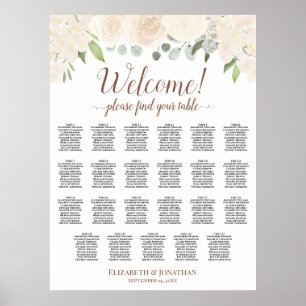 Blush Peach Floral 23 Table Wedding Seating Chart