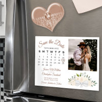 Blush Peach Floral Calendar & Photo Save the Date