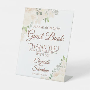 Blush Peach Floral Please Sign Our Guest Book