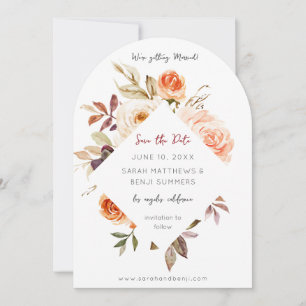 Blush & Peach Floral Rustic Arc Save The Date