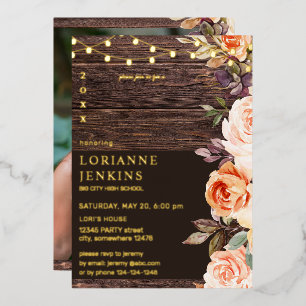 Blush &Peach Floral Rustic Graduation Photo v2 FL