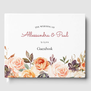 Blush & Peach Floral Rustic Guest Book