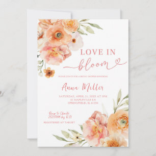 Blush Peach Love in Bloom Bridal Shower Invit Invitation