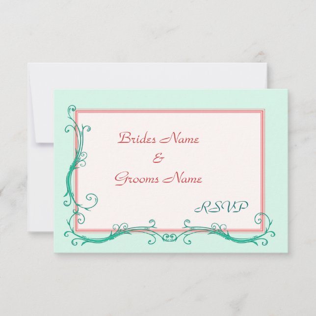 Blush Peach & Mint RSVP cards (Front)