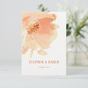 Blush Peach Peony Elegant Wedding Thank You Card