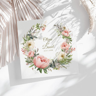 Blush & Peach Peony Wedding Napkin