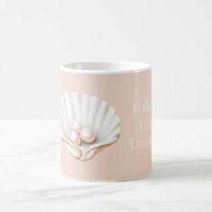 Blush Peach Pink Pearls Shell Coffee Mug